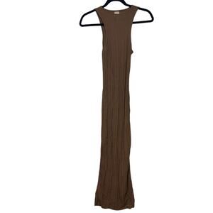 H&M Ribbed Bodycon Tank Maxi Dress Mocha Brown Sleeveless Womens XS Minimalist